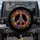 Floral Peace Sign Blossoms Leaves Midnight Black Background - Boho Lifestyle Home Decor Gift Spare Tire Cover - 1