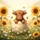 Baby Highland Cow Easter Egg Sunflowers - Spring Holiday Gift for Cow Lover Spare Tire Cover - 6