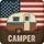 Vintage Teardrop Camper American Flag CAMPER Text - Travel Lifestyle Gift Spare Tire Cover - 6