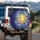 Celestial Sun Human Face Crescent Moon Clouds Nebulae Light Rays - Cosmic Lifestyle Gift Spare Tire Cover - 3