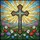 Ornate Christian Cross Stained Glass Flowers - Faith Decor Gift Spare Tire Cover - 6