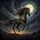 Galloping Black Horse Golden Scrollwork Full Moon - Mystical Fantasy Decor Gift Spare Tire Cover - 6