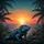 Tropical Blue Iguana Fiery Sunset Ocean Palm Scene - Wildlife Lover Gift Spare Tire Cover - 6