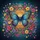 Blue Butterfly Golden Celtic Knot Mandala Flowers - Nature Lover Home Decor Gift Spare Tire Cover - 6
