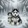 Husky Puppies Winter Forest Snowscape - Cold Weather Decor Gift for Dog Owners Spare Tire Cover - 6