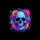 Neon Skull Magenta Blue Floral Botanical - Synthwave Car Accessory Gift Spare Tire Cover - 6