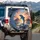 Blue Bottlenose Dolphin Leaping Ocean Waves Tropical Sunset - Wildlife Lover Gift Spare Tire Cover - 3