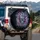 Glowing Blue Skull Purplish Pink Octopus Tentacles Swirling Deep Sea Current - Decor Gift Spare Tire Cover - 3
