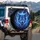 Snarling Wolf Blue Flame Electric Fire Tendrils Cosmic - Wildlife Outdoor Adventure Gift Spare Tire Cover - 3