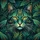 Cat Face Golden Eyes Tropical Jungle Leaves - Wildlife Lover Gift Spare Tire Cover - 6