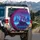 Snow Leopard Synthwave Retro-futuristic Polygonal Mountain Wireframe - Wildlife Lover Gift Spare Tire Cover - 3