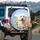 Fluffy White Dog Daisy Chrysanthemum Blossom Field - Dog Lover Gift Spare Tire Cover - 3