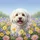 Fluffy White Dog Daisy Chrysanthemum Blossom Field - Dog Lover Gift Spare Tire Cover - 6