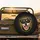 Black Tan Brown Eyed Dog Portrait Pink Tongue Yellow Outline - Dog Lover Vehicle Accessory Gift Spare Tire Cover - 2