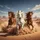 Three Galloping Horses Desert Sand - Wildlife Lover Gift for Horse Lover Spare Tire Cover - 6