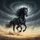 Magnificent Black Horse Galloping Stormy Sky - Wildlife Lover Gift for Horse Lover Spare Tire Cover - 6