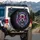 Yorkshire Terrier Hot Pink Sunglasses Neon Geometric Lights Smoke Background - Dog Lover Gift Spare Tire Cover - 3