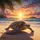 Sea Turtle Beach Sunset Tropical Palm Fronds - Ocean Lover Travel Gift Spare Tire Cover - 6