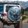 Two Grey Wolves Coniferous Forest Rugged Snow-Capped Mountains - Wildlife Lover Gift Spare Tire Cover - 3