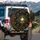 Deep Black Symmetric Interconnected Art Deco Golden Fan Cluster - Outdoor Auto Accessory Spare Tire Cover - 3