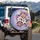 White Pink Orange Lily Flowers Plum Lavender Leaves Periwinkle Field - Home Decor Gift Spare Tire Cover - 3