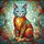 Luminous Stained Glass Sitting Cat Floral Swirl - Home Decor Gift for Cat Lover Pet Parents Spare Tire Cover - 6