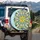 Teal Lime Stained Glass Six-Petal Flower Jewel Leaf - Garden Lover Home Decor Gift Spare Tire Cover - 3