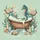Ornate Clawfoot Bathtub Seahorse Spellbooks Candles Starfish Aquatic Plants - Home Decor Gift Spare Tire Cover - 6