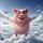 Pink Pig Flying Airplanes Clouds - Travel Lover Adventure Gift for Kids Spare Tire Cover - 6