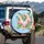 Pink Galah Cockatoos Tropical Hibiscus Flowers Banana Leaves - Bird Lover Gift Spare Tire Cover - 3