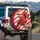 Northern Cardinal Red White Stripes Golden Glitter - Patriotic Car Decor Spare Tire Cover - 3
