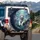 White Tiger Sapphire Eye Cherry Blossom Twilight Forest - Wildlife Lover Gift Spare Tire Cover - 3