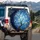 Gnarled Tree Branch White Blossoms Green Leaves Blue Sky - Outdoor Home Decor Gift Spare Tire Cover - 3