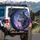 Grey Wolf Golden Eyes Cosmic Sky Stars Moon - Wildlife Lover Gift Spare Tire Cover - 3