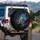 Jaguar Blue Eyes Glowing Branches Black Background - Adventure Lover Gift Spare Tire Cover - 3