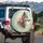 Majestic Wolf Pink Coral Flowers Teal Fur Butterflies Sage Sky - Wildlife Lover Gift Spare Tire Cover - 3