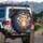 Welcoming Smiling Fluffy Orange Tabby Cat Hearts Stars - Cat Lover Gift Spare Tire Cover - 3