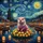 Pink Otter Floating Market Van Gogh Sky - Wildlife Lover Gift Spare Tire Cover - 6