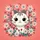 White Tabby Cat Daisy Garden Coral Pink Floral - Cat Lover Home Decor Gift Spare Tire Cover - 6