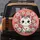 White Tabby Cat Daisy Garden Coral Pink Floral - Cat Lover Home Decor Gift Spare Tire Cover - 5