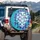 Numerous White Hearts Teal Lavender Blocks - Outdoor Travel Vehicle Decor Spare Tire Cover - 3