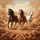 Three Majestic Wild Horses Galloping Dust Desert Scene - Wildlife Lover Gift Spare Tire Cover - 6