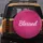Blessed White Script Light Halo Hot Pink Metallic Rich Depth - Faith Lifestyle Gift Spare Tire Cover - 5