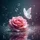 Deep Teal Pink Rose White Butterfly Luminous Orbs Glitter - Car Decor Gift Spare Tire Cover - 6