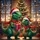 Green Scaly Dinosaurs Santa Hats Christmas Tree Snowflakes - Christmas Gift Spare Tire Cover - 6