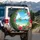 Tropical Beach Ocean Rocky Islands Blue Sky Hibiscus Palm Foliage - Travel Essentials Spare Tire Cover - 3