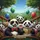 Pandas Driving Dog Balloons Landscape - Outdoor Adventure Gift for Panda Lover Spare Tire Cover - 6