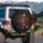 Aged Skeleton Violinist Crimson Fabric Drapes - Dramatic Travel Accessory For Cars Spare Tire Cover - 3