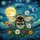 Bumblebee Daisy Flowers Green Foliage Yellow Moon Purple Planet Swirling Night Sky - Wildlife Lover Gift Spare Tire Cover - 6