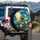Bumblebee Daisy Flowers Green Foliage Yellow Moon Purple Planet Swirling Night Sky - Wildlife Lover Gift Spare Tire Cover - 3